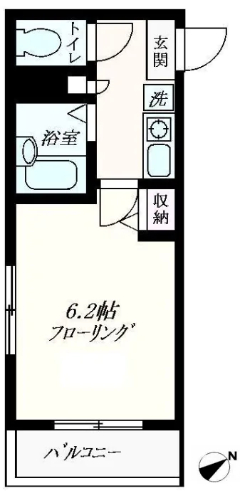 ジュネス新大塚 2階 1Kの間取り