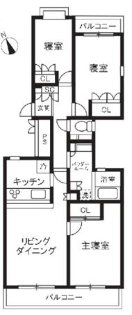 アソシエール文京白山 3階 3LDKの間取り