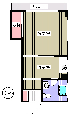 大滝マンション 2階 1Kの間取り