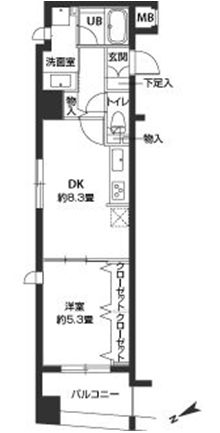 カスタリア新御茶ノ水 6階 1DKの間取り