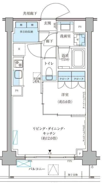 パークアクシス文京本郷 1階 1LDKの間取り