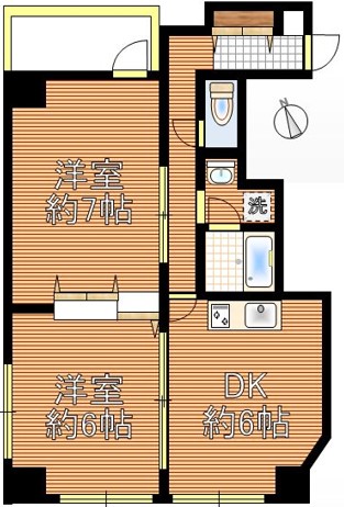 ナカニワビル 2階 2DKの間取り