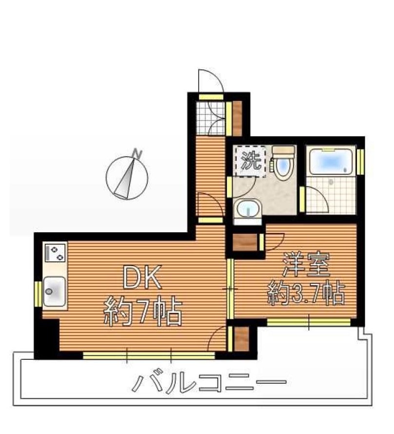 リュミエールタハラ 1階 1DKの間取り