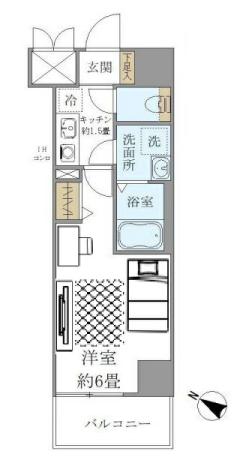 シエル白山A館 10階 1Kの間取り