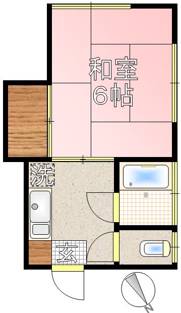 コンフォートしらさぎ 2階 1Kの間取り