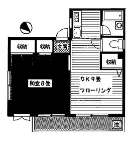 高山ビル 2階 1LDKの間取り