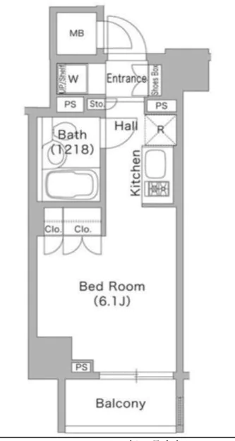 コンフォリア文京春日 2階 1Rの間取り