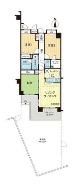 ライオンズガーデンヒルズ白山 1階 3LDKの間取り