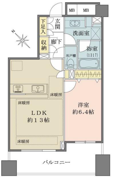 パークホームズ文京千石ステーションアリーナ 8階 1LDKの間取り