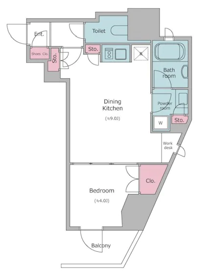 レジディア文京本郷Ⅳ 4階 1DKの間取り