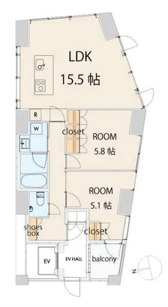 エスセナーリオ本郷三丁目 10階 2LDKの間取り