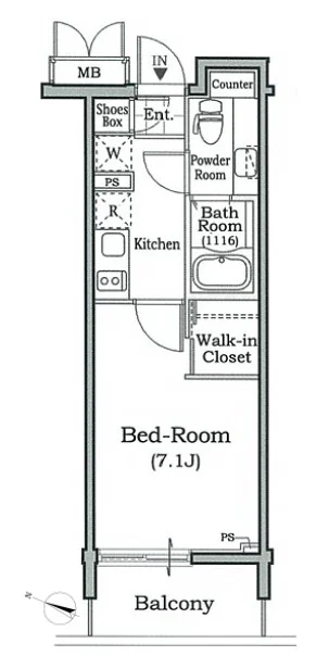 レジディア文京本駒込 2階 1Kの間取り