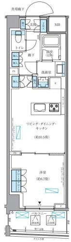 パークアクシス文京本郷 4階 1LDKの間取り