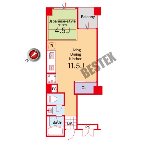 びらしんび 3階 1LDKの間取り