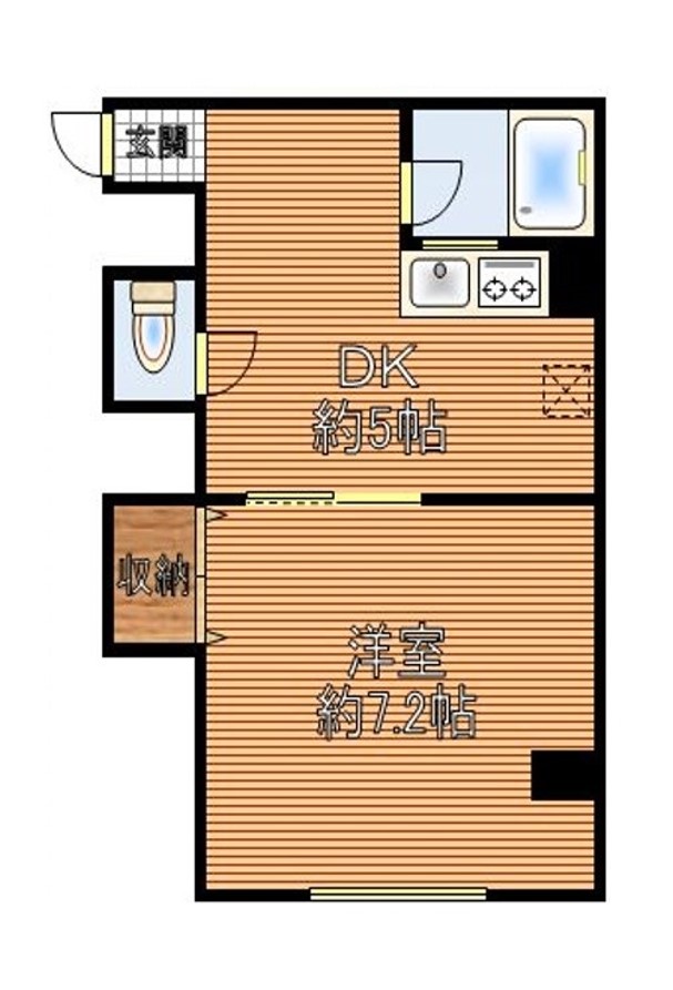 東洋マンション 3階 1DKの間取り