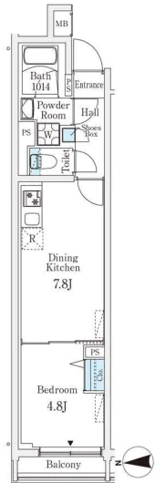 ロスアルコス千駄木 2階 1DKの間取り