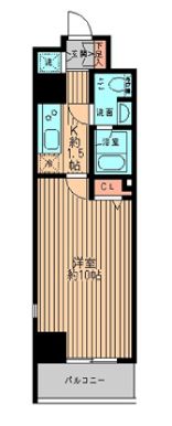 レガーロ御茶ノ水Ⅰ 4階 1Kの間取り