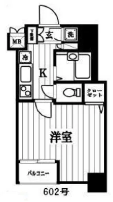 エスコート東大前 8階 1Kの間取り
