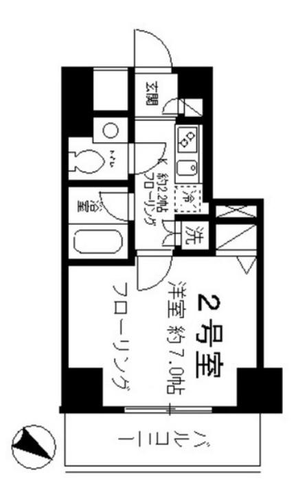 南大塚パレス 9階 1Kの間取り