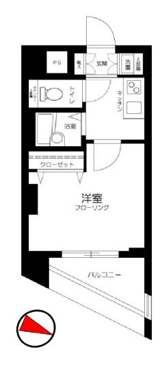 スカイコート後楽園壱番館 2階 1Kの間取り