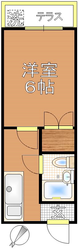 小嶋ハイツ 2階 1Kの間取り