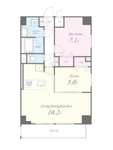 【築浅】第一辻ビル 6階 1SLDKの間取り