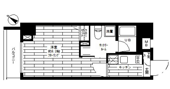 ステージファースト東大前 5階 1Kの間取り