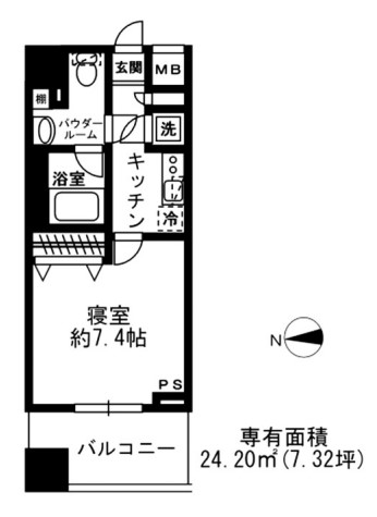 レジディア四谷三丁目 3階 1Kの間取り