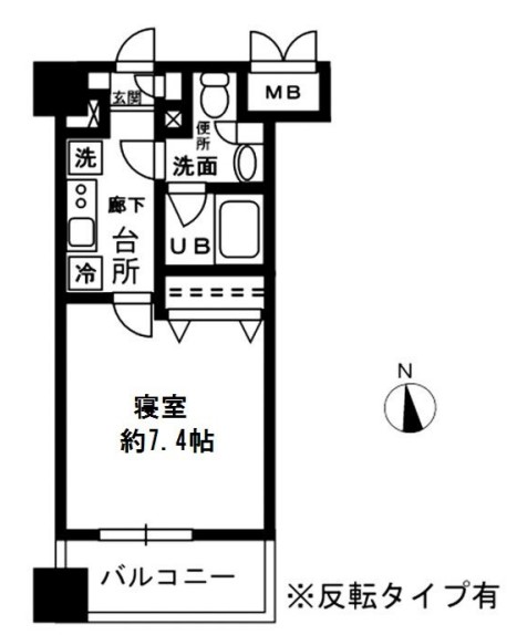 レジディア四谷三丁目 4階 1Kの間取り