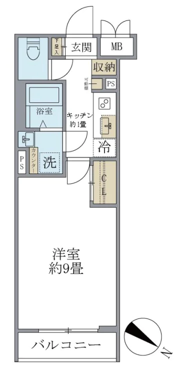 【新築】ビューテラス茗荷谷 1階 1Kの間取り