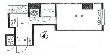 ペガサスマンション本郷 5階 1Rの間取り