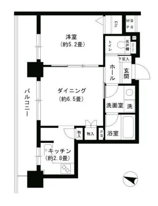 クリオ文京小石川　 9階 1DKの間取り