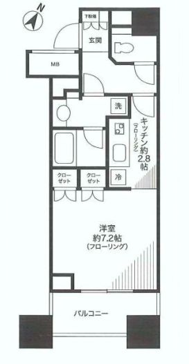 アトラス白山 11階 1Kの間取り
