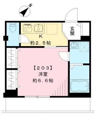 レイレラヴィ 2階 1Kの間取り