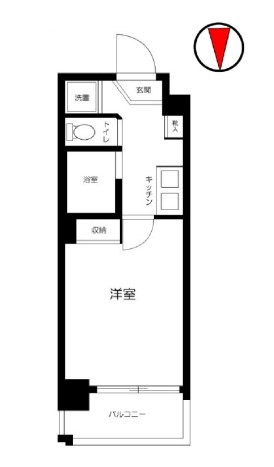 スカイコート文京小石川第5 2階 1Kの間取り