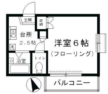 ハイムミユキ 2階 1Kの間取り