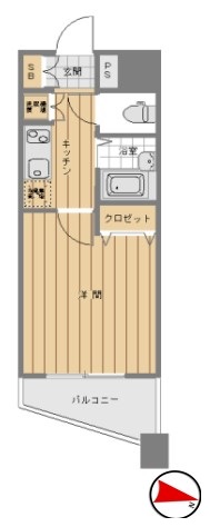 スカイコート後楽園壱番館 12階 1Kの間取り
