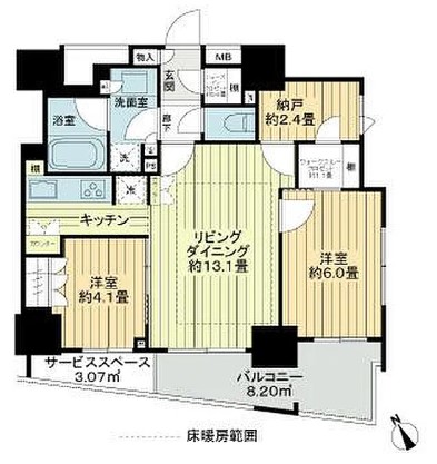 ザ・パークハウス小石川春日 10階 2SLDKの間取り