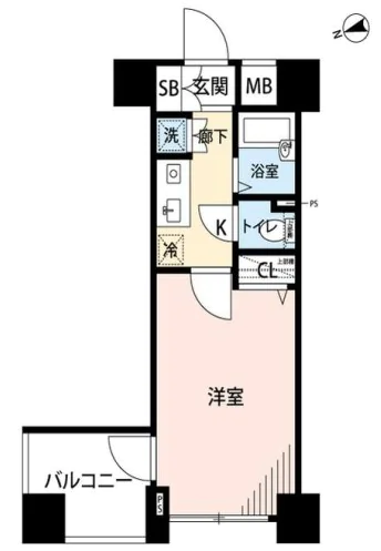 プレール文京WEST 11階 1Kの間取り