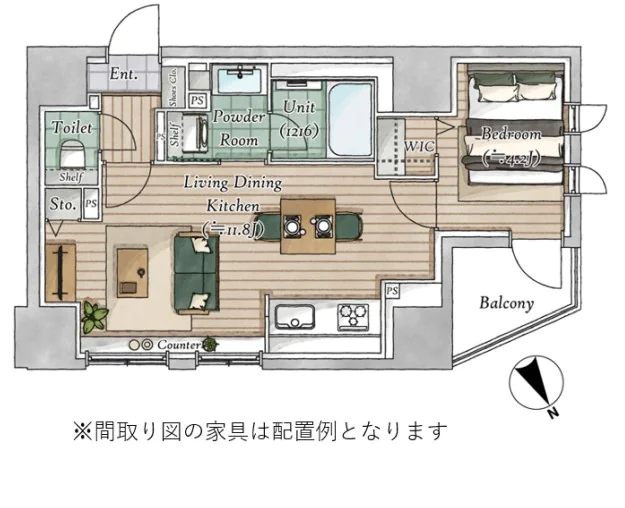 レジディア御茶ノ水プレイス 5階 1LDKの間取り