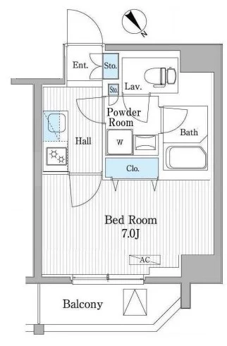 【築浅】パティオスクエア御茶ノ水 13階 1Kの間取り