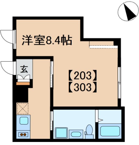 ブライトユー 2階 1Rの間取り