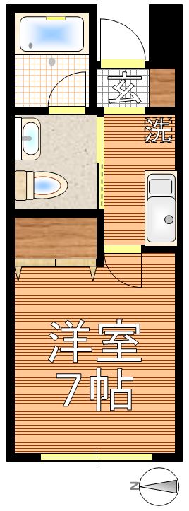 ヒルズ野見山 1階 1Kの間取り