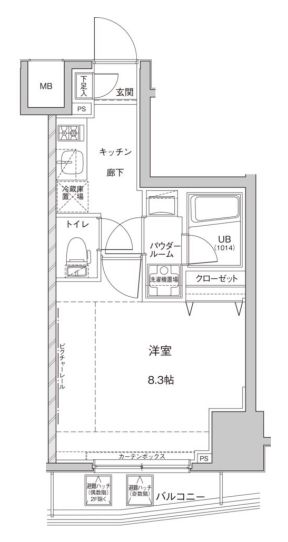 ジェノヴィア東大前グリーンヴェール 12階 1Kの間取り