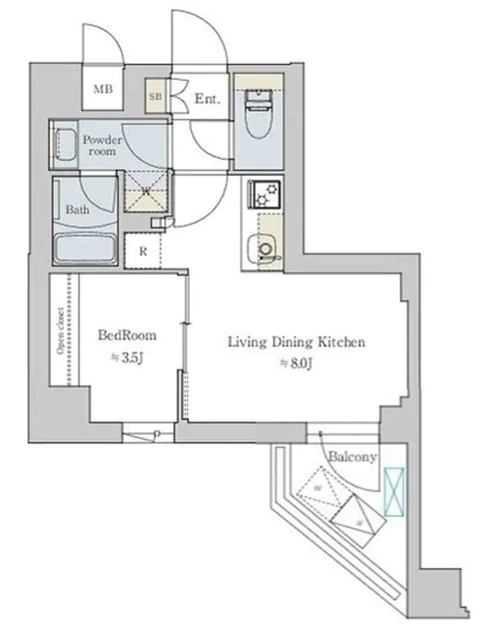 Brillia　ist 文京六義園 6階 1DKの間取り