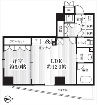 HF千駄木レジデンス 10階 1LDKの間取り