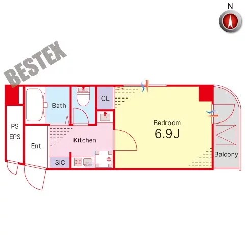 ダイヤモンドレジデンス湯島第２ 9階 1Kの間取り