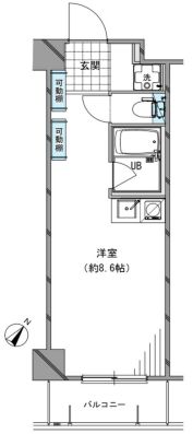 エストレーヴ文京神楽坂 2階 1Rの間取り