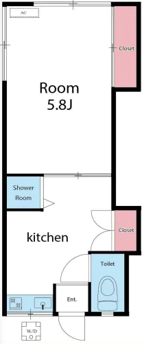 三州コーポ 2階 1Kの間取り