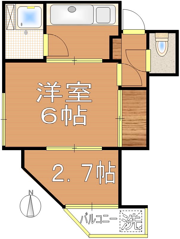 カーサオオニシ 2階 1SKの間取り